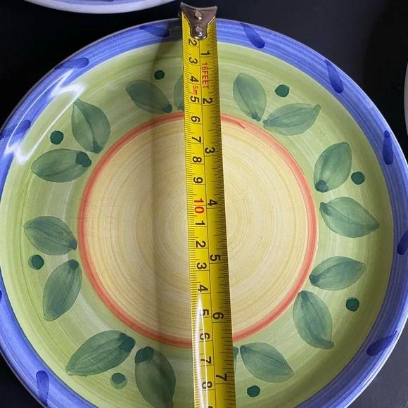3 Caleca Girasole Salad Pasta Plate Hand painted Stoneware Italy 8.5” - Picture 3 of 4